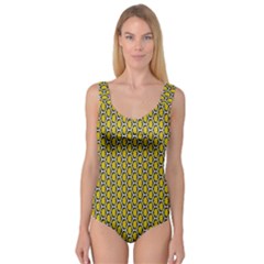 Abstract Beehive Yellow  Princess Tank Leotard  by ConteMonfrey