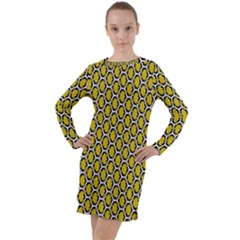 Abstract Beehive Yellow  Long Sleeve Hoodie Dress by ConteMonfrey