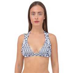 Blue Flowers Double Strap Halter Bikini Top by ConteMonfrey