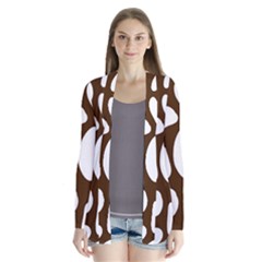 Brown White Cow Drape Collar Cardigan by ConteMonfrey