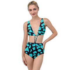 Blue Neon Cow Background   Tied Up Two Piece Swimsuit by ConteMonfrey