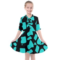 Blue Neon Cow Background   Kids  All Frills Chiffon Dress by ConteMonfrey