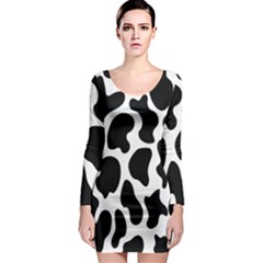 Cow Black And White Spots Long Sleeve Bodycon Dress by ConteMonfrey