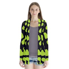 Neon Green Cow Spots Drape Collar Cardigan by ConteMonfrey