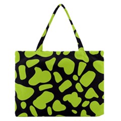 Neon Green Cow Spots Zipper Medium Tote Bag by ConteMonfrey