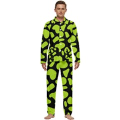 Neon Green Cow Spots Men s Long Sleeve Velvet Pocket Pajamas Set by ConteMonfrey