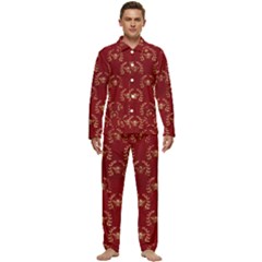 Golden Bees Red Sky Men s Long Sleeve Velvet Pocket Pajamas Set by ConteMonfrey