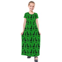 Green Dinos Kids  Short Sleeve Maxi Dress by ConteMonfrey