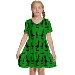 Green Dinos Kids  Short Sleeve Tiered Mini Dress by ConteMonfrey