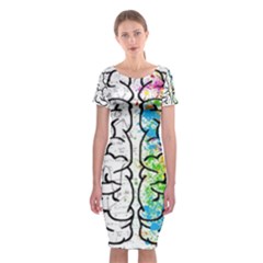 Brain Mind Psychology Idea Drawing Classic Short Sleeve Midi Dress by Wegoenart