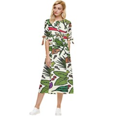 Background-033 Bow Sleeve Chiffon Midi Dress by nateshop