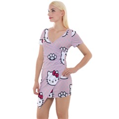 Hello Kitty Short Sleeve Asymmetric Mini Dress by nateshop