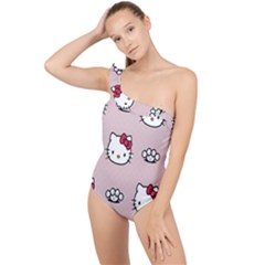 Hello Kitty Frilly One Shoulder Swimsuit by nateshop