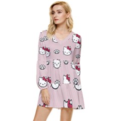 Hello Kitty Tiered Long Sleeve Mini Dress by nateshop