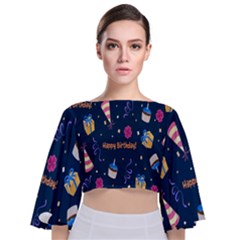 Party-hat Tie Back Butterfly Sleeve Chiffon Top by nateshop