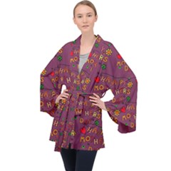 Seamless,happy Mothers Day Long Sleeve Velvet Kimono 