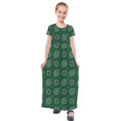 Batik-05 Kids  Short Sleeve Maxi Dress