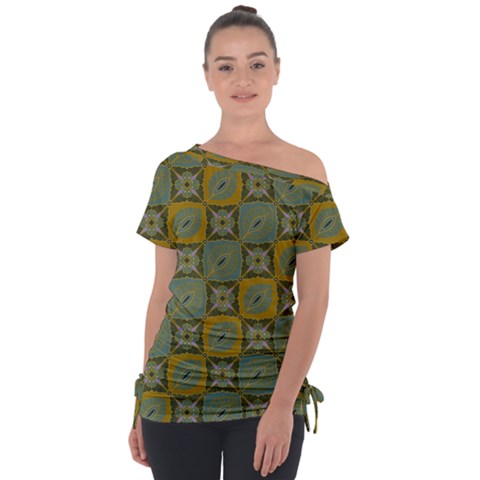 Batik-tradisional-01 Off Shoulder Tie-up Tee by nateshop