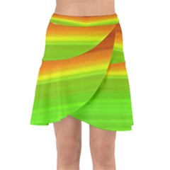 Orange And Green Blur Abstract Print Wrap Front Skirt by dflcprintsclothing