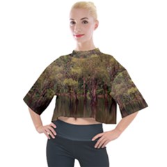 Landscape Jungle Reflection Nature Mock Neck Tee by Wegoenart