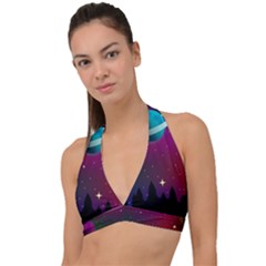 Asteroid Comet Star Space Aurora Halter Plunge Bikini Top by Wegoenart