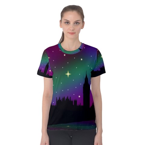 Illustration Clock Asteroid Comet Galaxy Women s Cotton Tee by Wegoenart