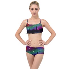 Illustration Clock Asteroid Comet Galaxy Layered Top Bikini Set by Wegoenart