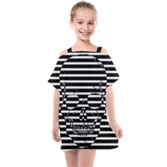 Striped-skull Demonic Skulls-stripe Kids  One Piece Chiffon Dress by Casemiro