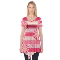 Floral-002 Short Sleeve Tunic  by nateshop