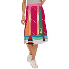 Beach Summer Wallpaper Midi Panel Skirt by Ravend