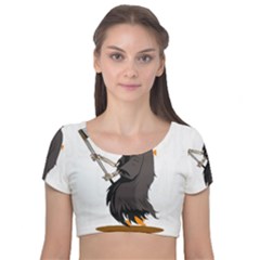 Halloween Velvet Short Sleeve Crop Top  by Sparkle