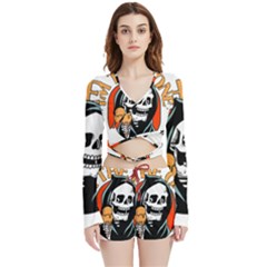 Halloween Velvet Wrap Crop Top And Shorts Set by Sparkle