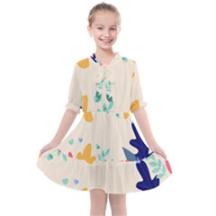 Border Leaves Design Frame Kids  All Frills Chiffon Dress by Ravend