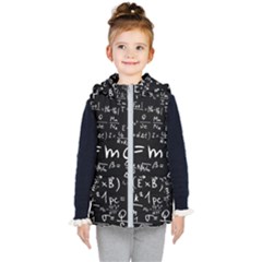 Science Einstein Formula Mathematics Physics Kids  Hooded Puffer Vest