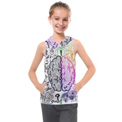 Anatomy Brain Head Medical Psychedelic  Skull Kids  Sleeveless Hoodie by danenraven