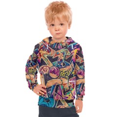 Doodle Wallpaper Texture Grafiti Multi Colored Art Kids  Hooded Pullover by danenraven