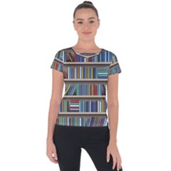 Bookshelf Short Sleeve Sports Top  by Wegoenart