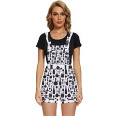 Wine Pattern Black White Short Overalls