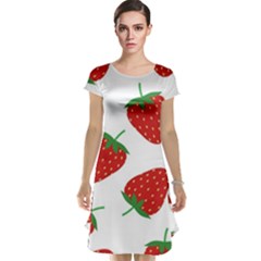 Seamless-pattern-fresh-strawberry Cap Sleeve Nightdress