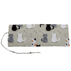 Cute-cat-seamless-pattern Roll Up Canvas Pencil Holder (s)