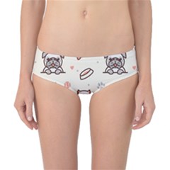 Pug-dog-cat-with-bone-fish-bones-paw-prints-ball-seamless-pattern-vector-background Classic Bikini Bottoms by Jancukart