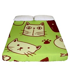 Cute-hand-drawn-cat-seamless-pattern Fitted Sheet (queen Size) by Jancukart