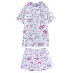 Cute-girly-seamless-pattern Kids  Swim Tee And Shorts Set