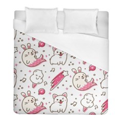 Cute-animals-seamless-pattern-kawaii-doodle-style Duvet Cover (full/ Double Size)