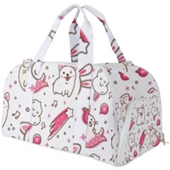 Cute-animals-seamless-pattern-kawaii-doodle-style Burner Gym Duffel Bag by Jancukart