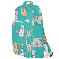 Seamless-pattern-cute-cat-cartoon-with-hand-drawn-style Double Compartment Backpack by Jancukart