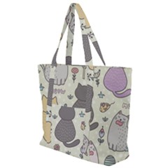 Funny Cartoon Cats Seamless Pattern Zip Up Canvas Bag by Jancukart