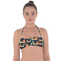 Seamless-pattern-with-cats Halter Bandeau Bikini Top