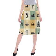 Egyptian-flat-style-icons Midi Beach Skirt