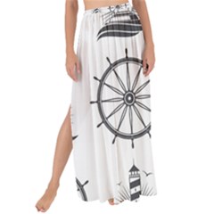 Marine-nautical-seamless-pattern-with-vintage-lighthouse-wheel Maxi Chiffon Tie-up Sarong